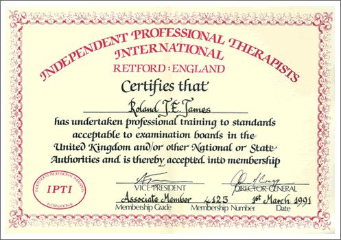 Professional Therapist Certificate