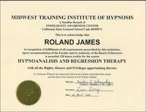 Hypno-analisis and Regression Therapy Certificate